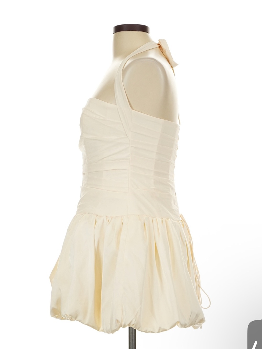 Ludmila Halterneck Lace-Up Bubble Hem Corset Micro Mini Dress in Ivory - Size 10 - Picture 10 of 11